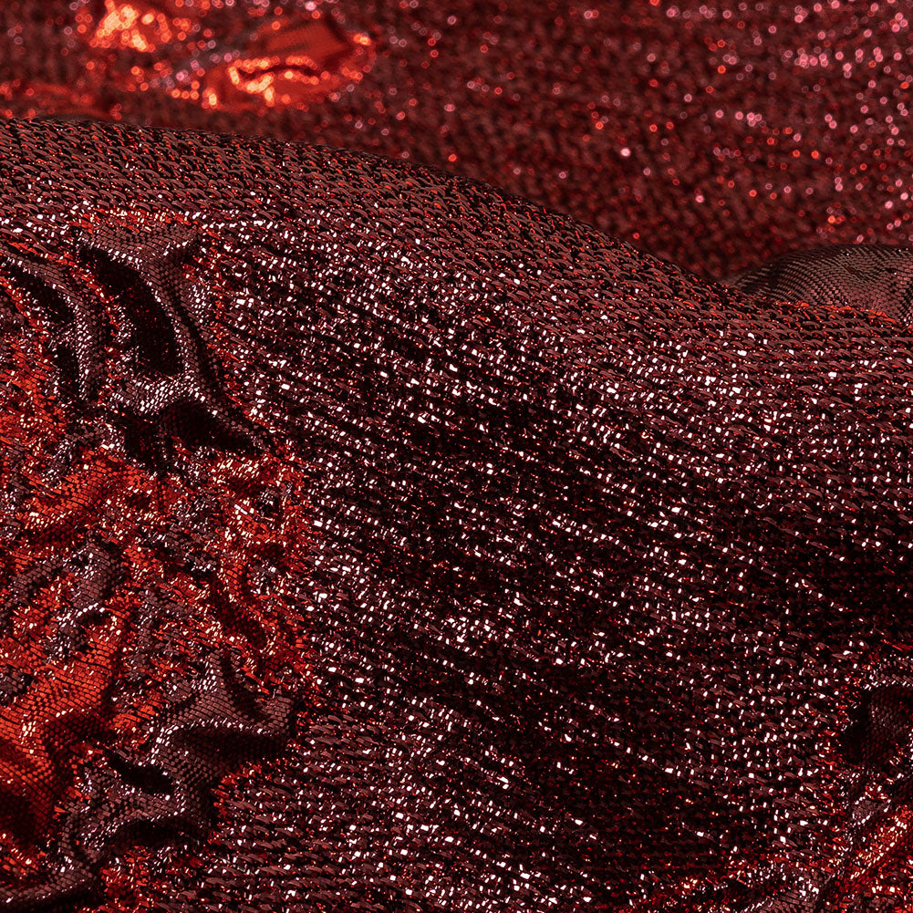 Metallic Scarlet and Burgundy Floral Luxury Brocade - Joann Fabrics