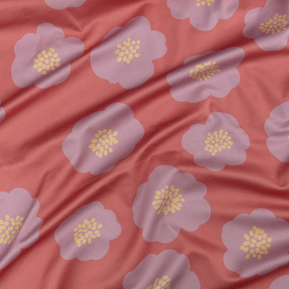 Stretch Cotton Sateen - Pink and Lilac Simple Floral - Cadillac Cutie Print - Mood Exclusive Yesterday Collection - Joann Fabrics