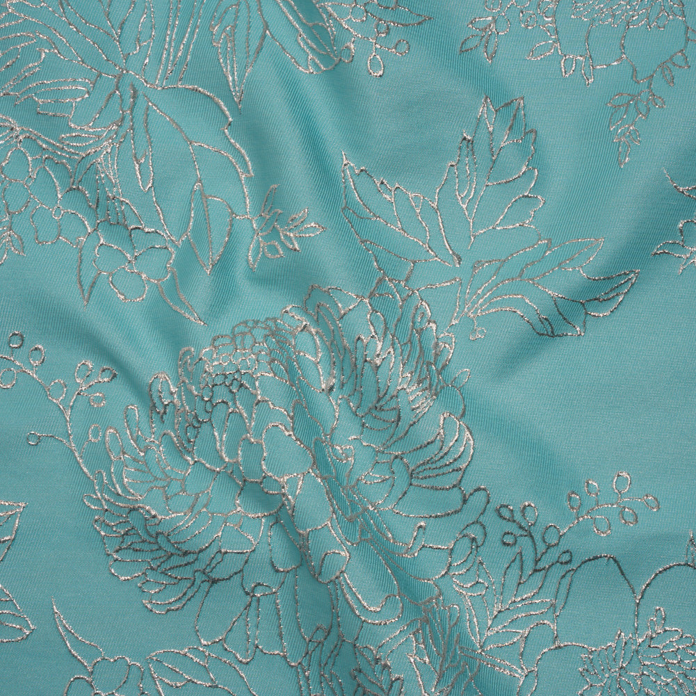 Metallic Brocade - Light Turquoise and Gold Illustrated Garden - Joann Fabrics