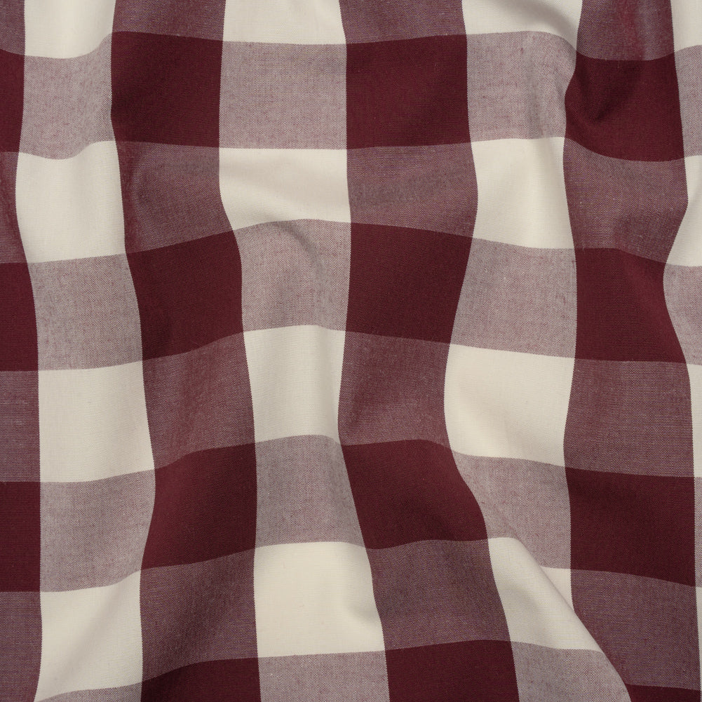 Cotton Shirting - Burgundy and Cream Buffalo Check - Deadstock - Joann Fabrics