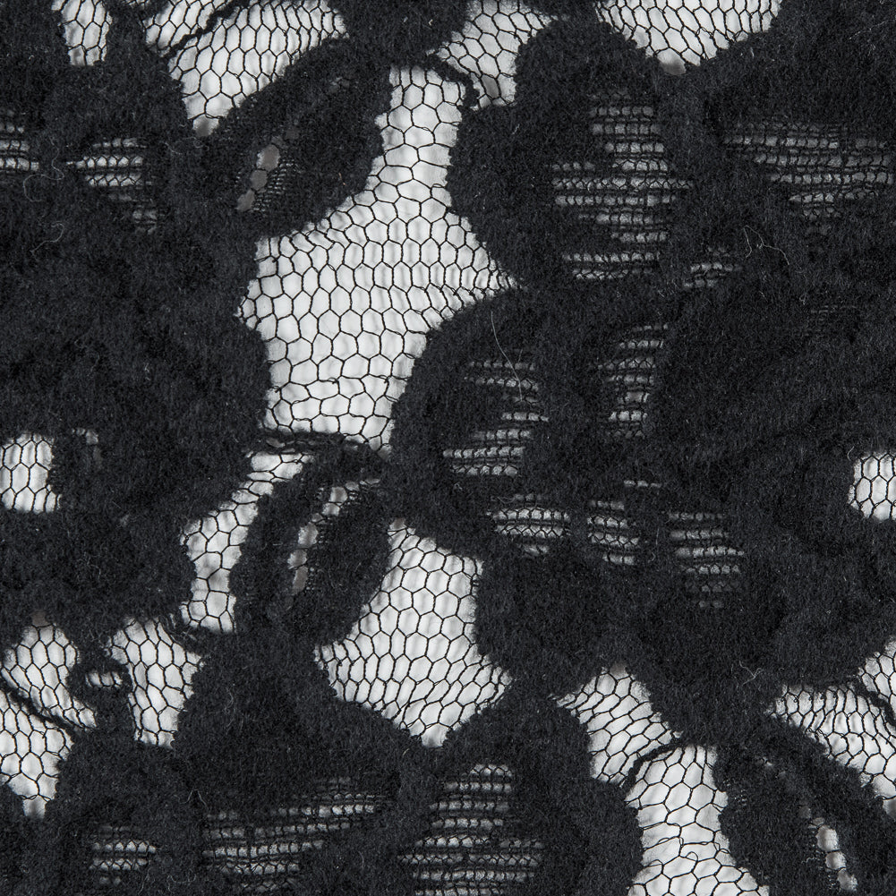 Jay Godfrey Black Floral Flocked Lace - Joann Fabrics