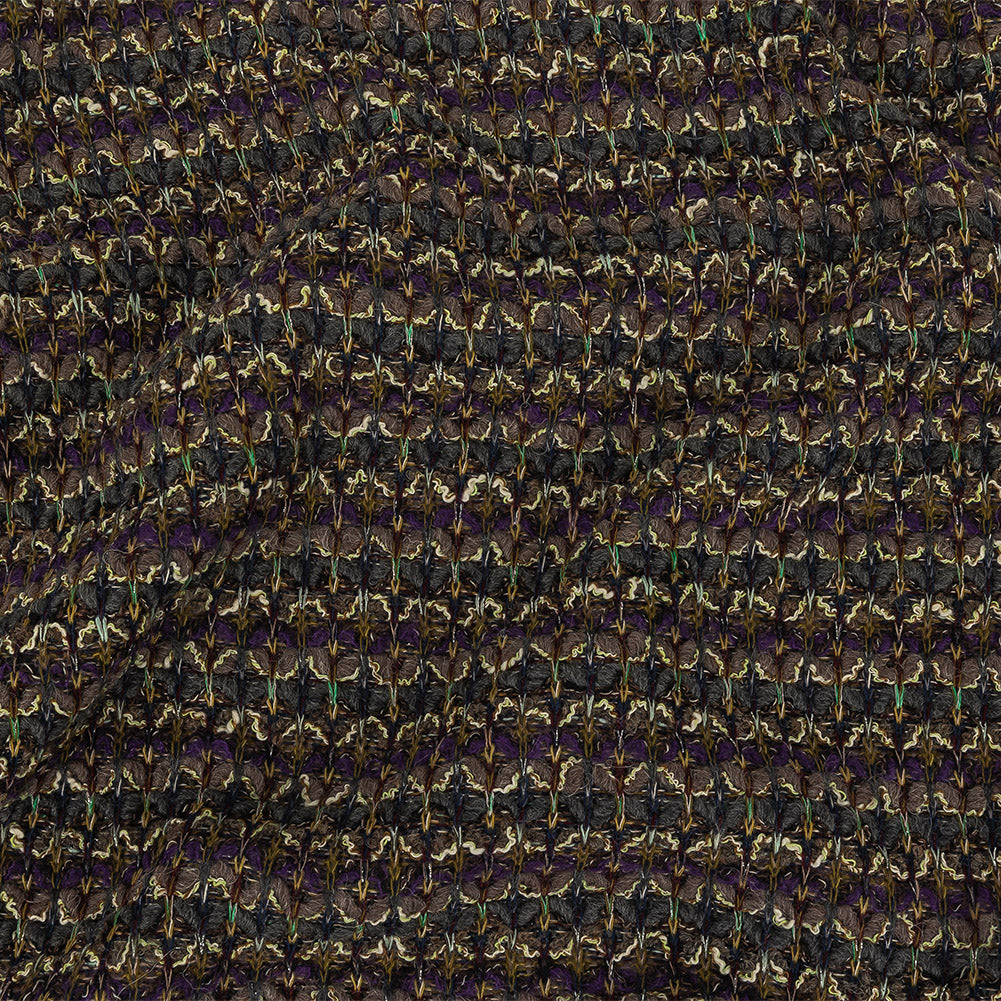Charcoal, Purple, and Mustard Chunky Wool Knit with Metallic Silver Accents - Joann Fabrics