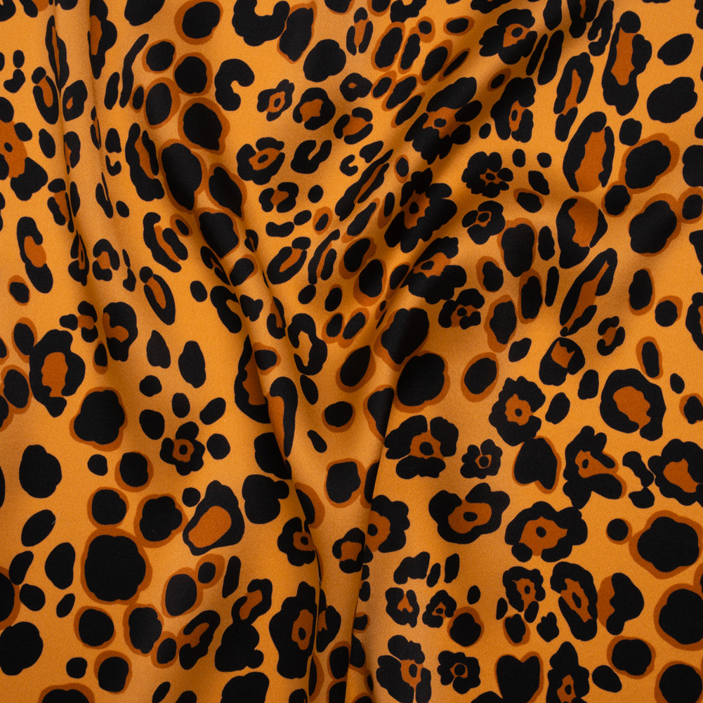 Silk Charmeuse Print 16MM, Made in Italy - Tan, Brown and Black Animal Spots - Joann Fabrics