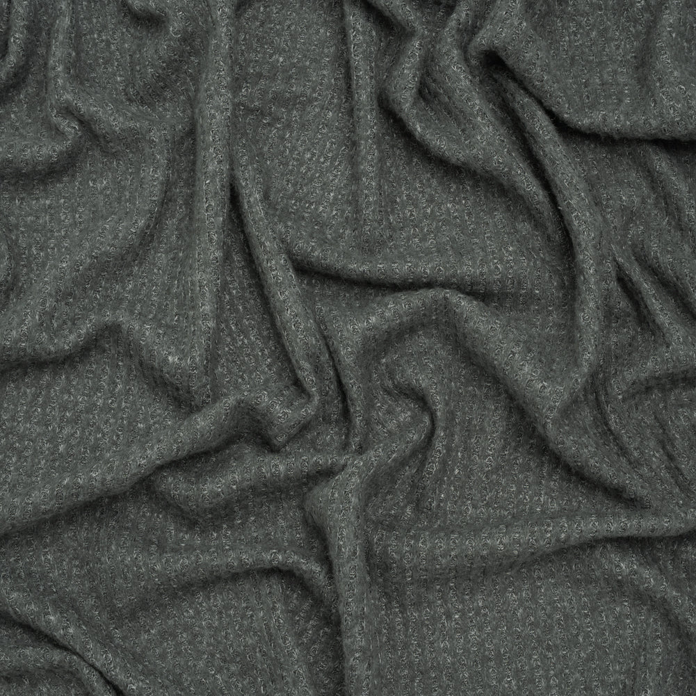 Brushed Stretch Rayon and Polyester Waffle Sweater Knit - Heathered Anthracite Gray - Deadstock - Joann Fabrics