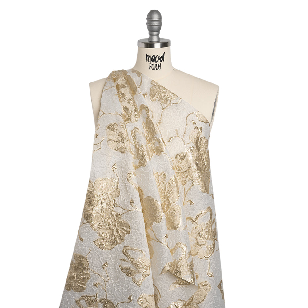 Metallic Brocade - Ivory, Beige, and Gold Flowers on Flowers - Joann Fabrics