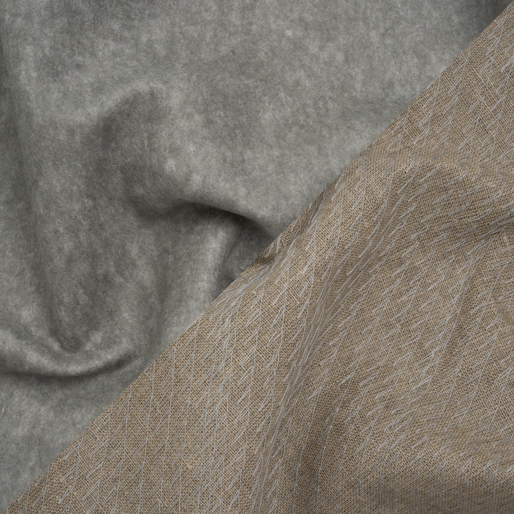 Wool Felt with Stitched Linen Burlap Backing - Heathered Gray and Oatmeal - Deadstock - Joann Fabrics