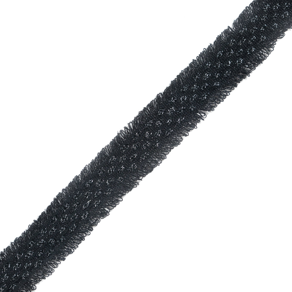 Italian Black and Metallic Silver Woven Trim - 1.25