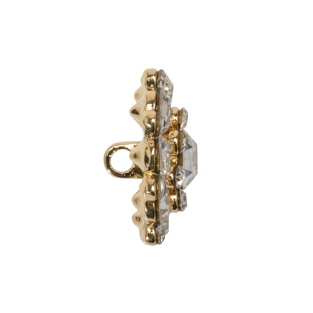 Rhinestone and Metal Shank Back Button - 38L/24mm - Crystal and Gold Big Rings of Stones - Joann Fabrics