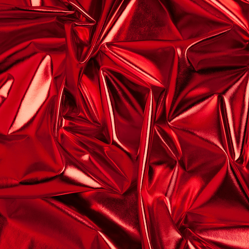 Foiled Faux Leather Stretch Knit - Red - Alison Collection - Joann Fabrics