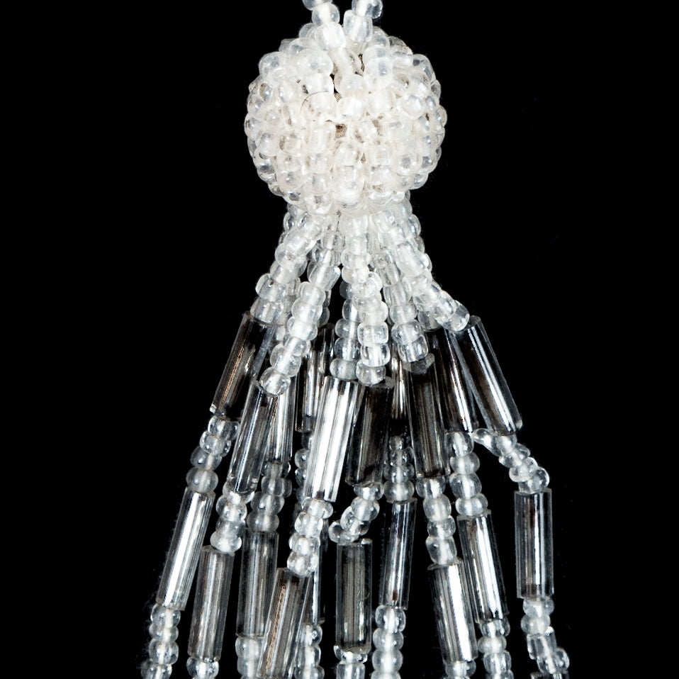 Small Ivory and Silver Beaded Tassel - 3