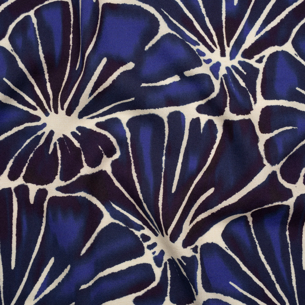 Viscose Crepe - Blue, Purple and Cream Floral Blocks - Mood Exclusive Pixel Petals Print - Joann Fabrics
