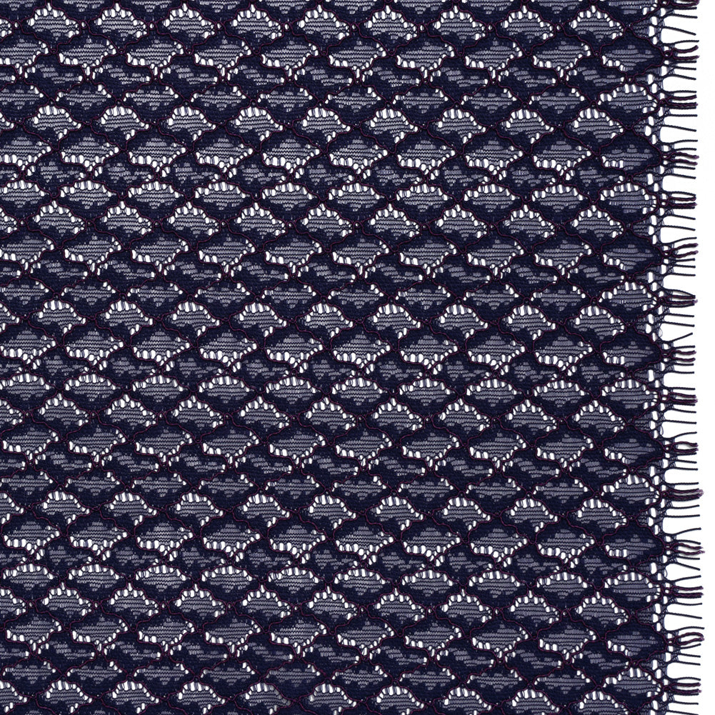 Corded Lace with Finished Eyelash Edges - Navy and Purple Diamond Lattice - Joann Fabrics
