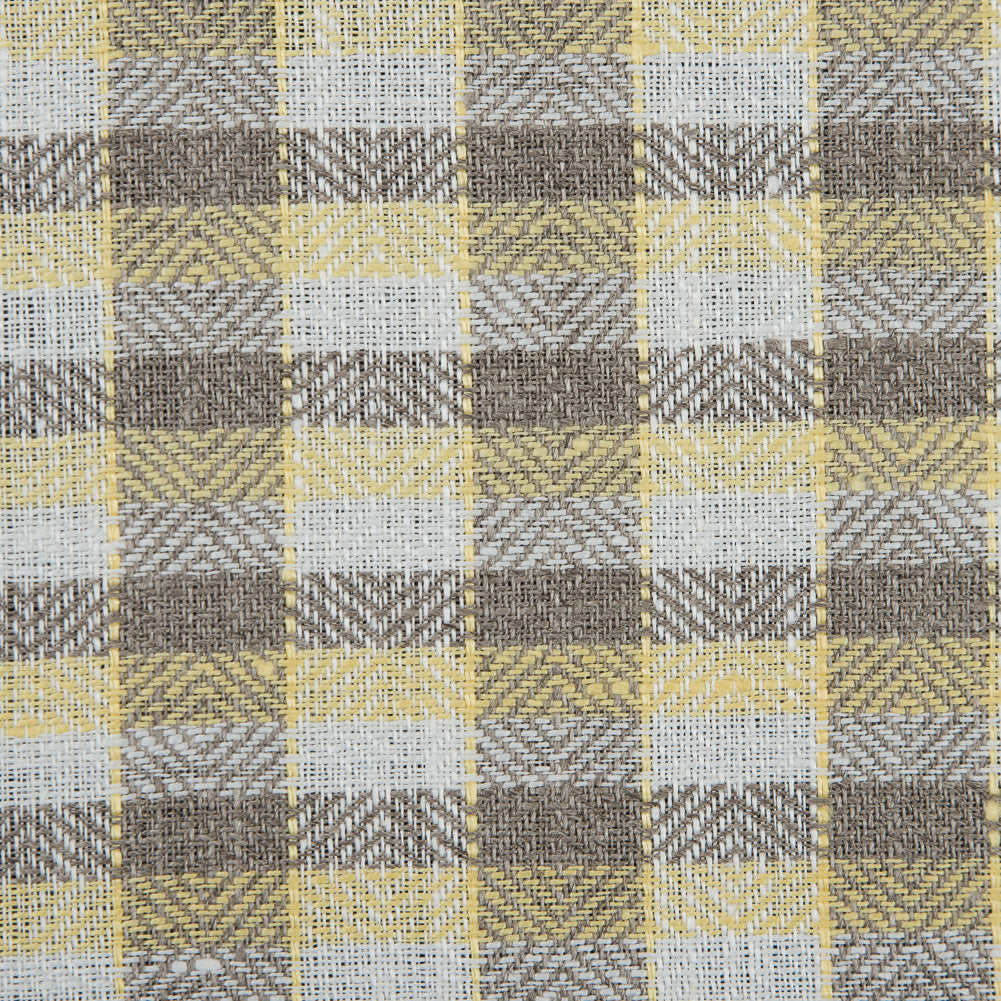 Roasted Cashew, White and Yellow Plaid Linen Woven - Joann Fabrics