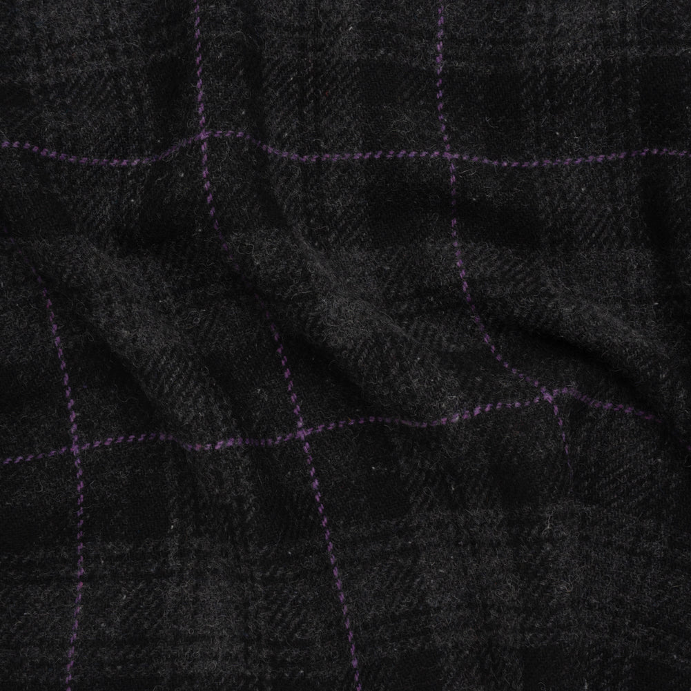 Wool Blend Twill Tweed - Black, Gray and Purple Plaid - Joann Fabrics