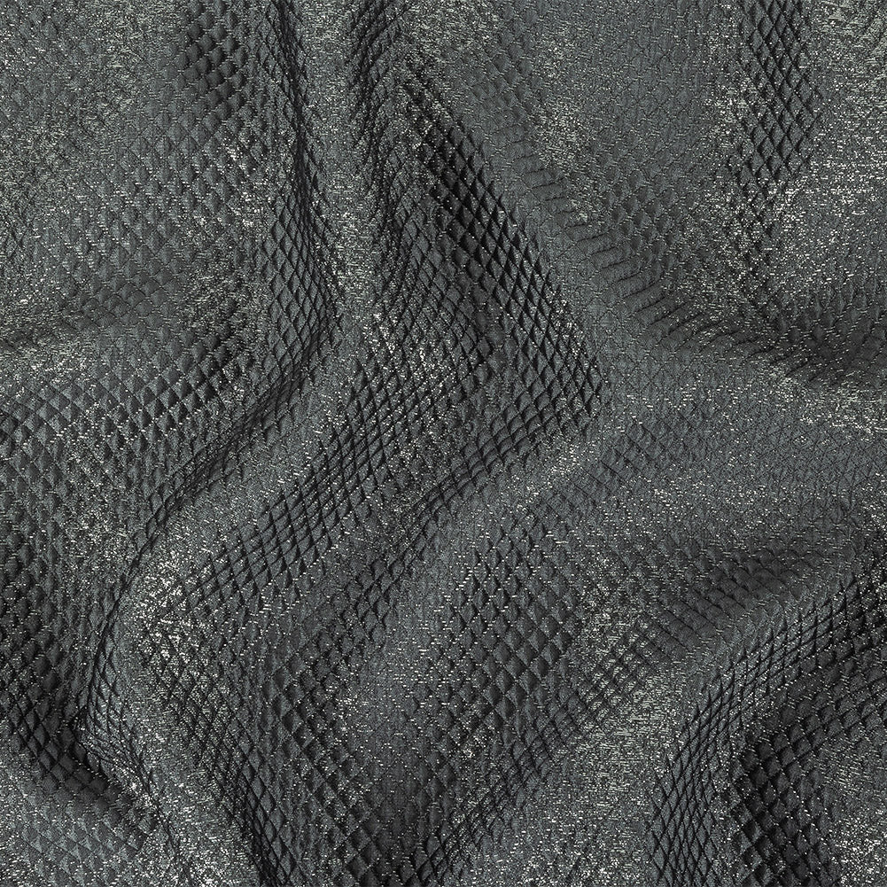 Mood Exclusive Jolene Metallic Silver and Gray Tiny Diamonds Quilted Luxury Brocade - Joann Fabrics