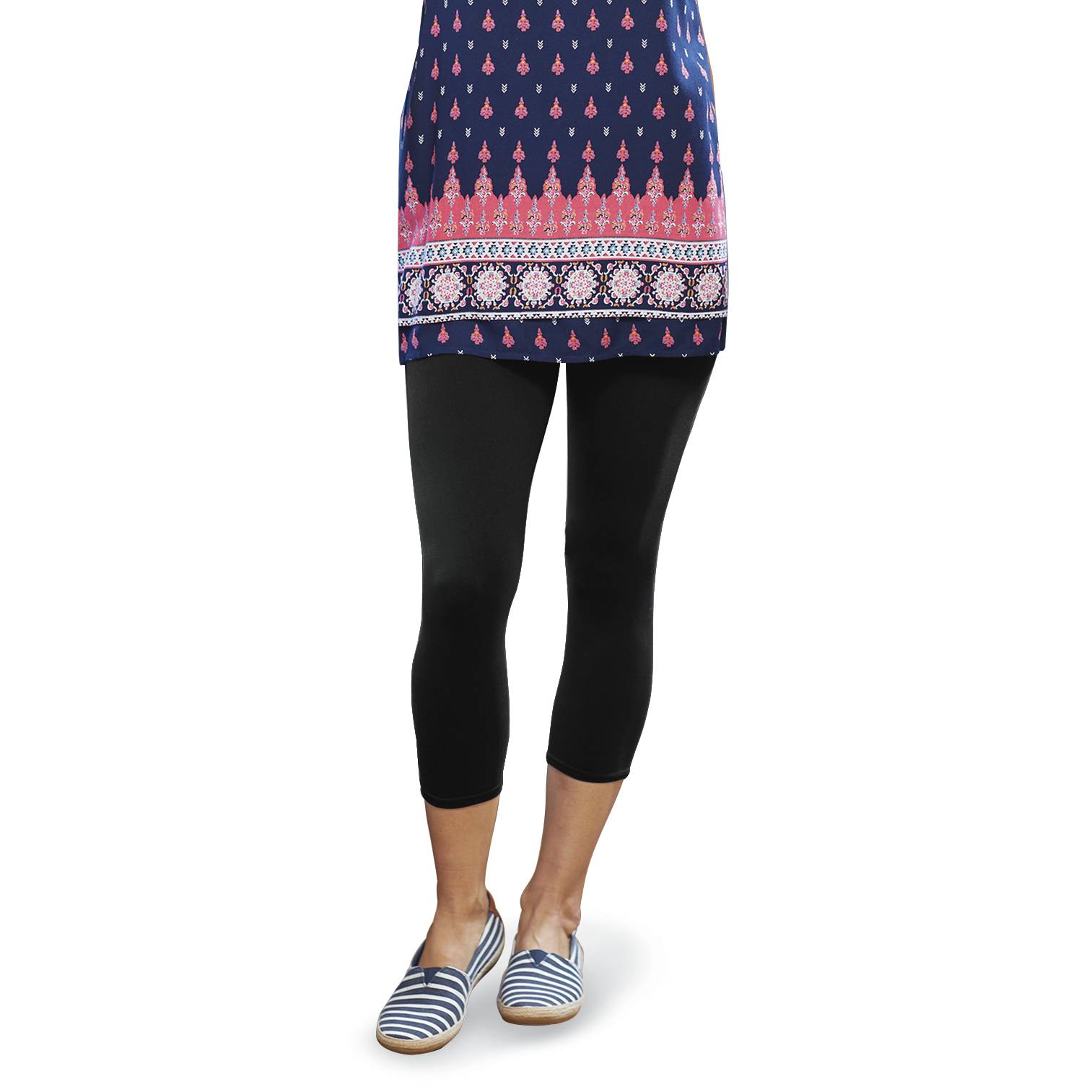 Solid Capri Brushed-Knit Capri Leggings Black, Navy, White - Northstyle Catalog