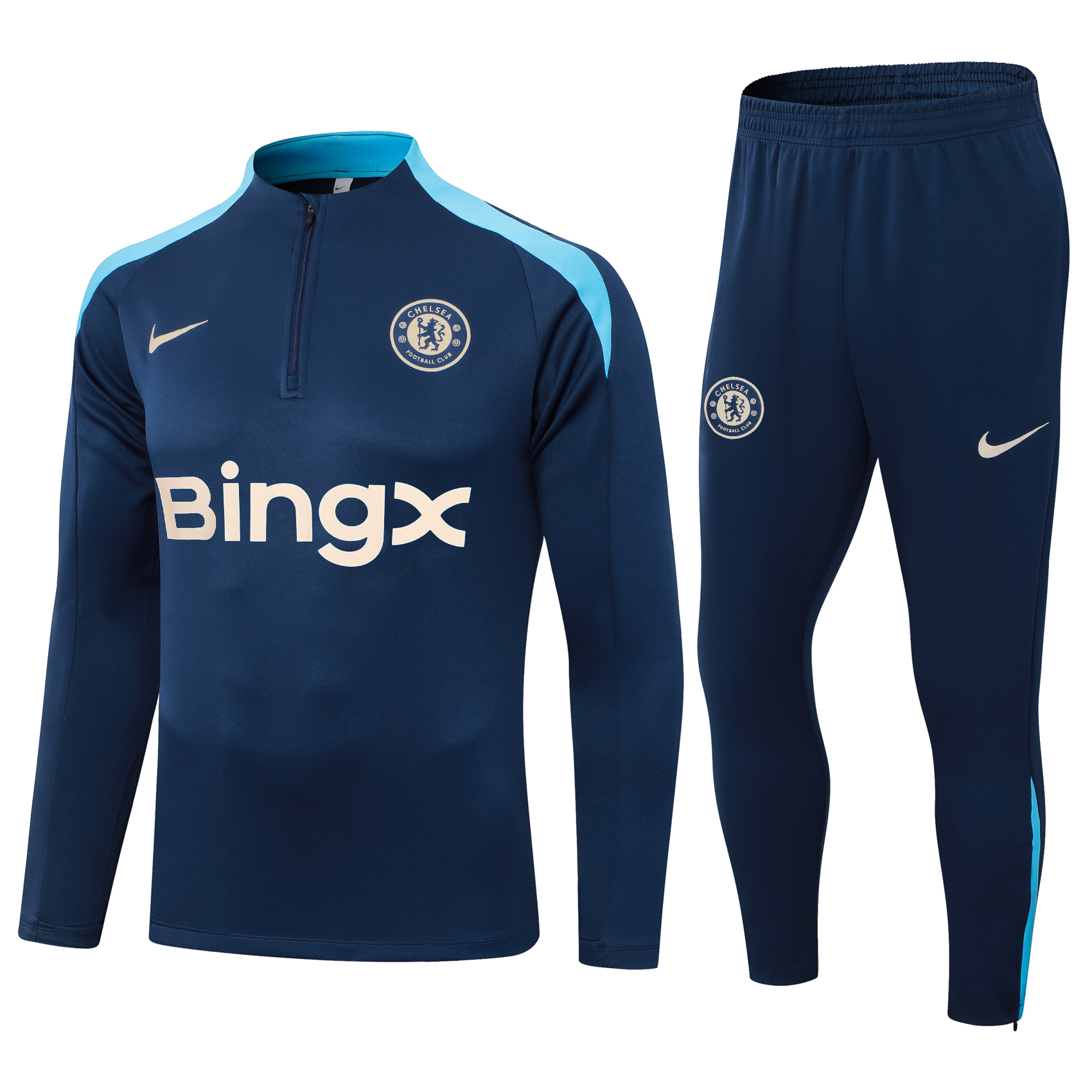 2024/2025 Chelsea Half-Pull Training Suit Royal Blue Football Shirt 1:1 Thai Quality Set
