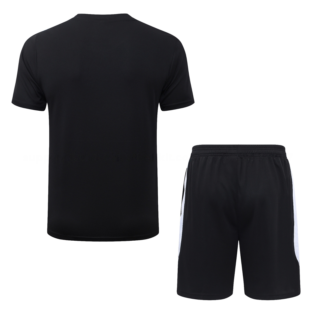 Paris Saint-Germain PSG 26-27 Short-Sleeve Training Set - White Border Black Top & Shorts - UnitedFutballJersey