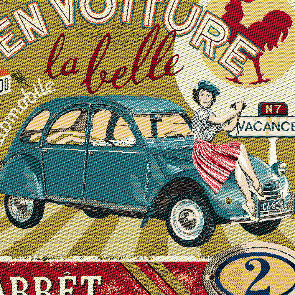 French Mustard, Red and Blue By Car Beautiful Oversized Square Patch - 18.875