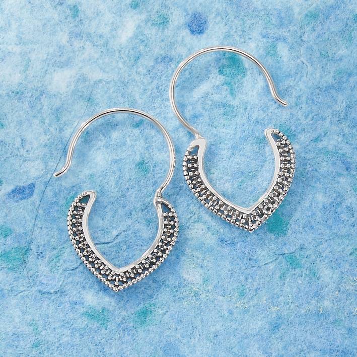 Sterling Vera Hoops, Curved Ear Wires - Northstyle Catalog
