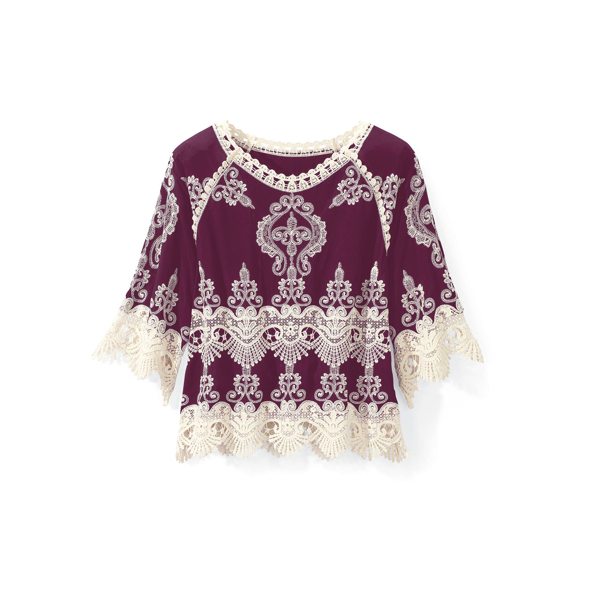 Lace Trimmed Rayon Top - Northstyle Catalog