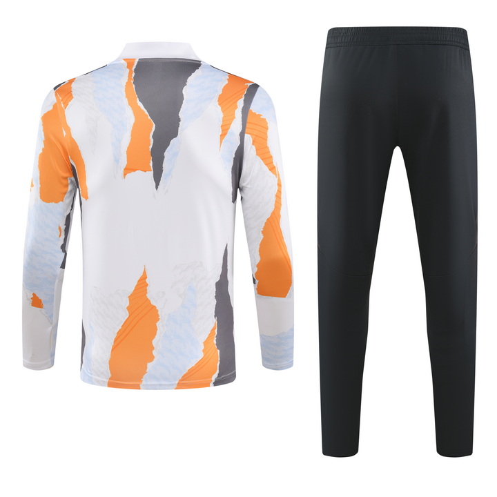 2024/2025 Real Madrid Royal Yellow blue and grey print Half-Pull Training Suit Football Shirt 1:1 Thai Quality Set