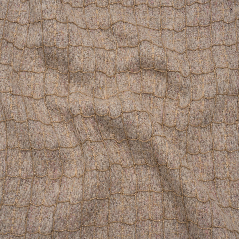 Polyester Tweedy Woven - Dusty Mauve and Taupe Ribbed Windowpane Check - Deadstock - Joann Fabrics