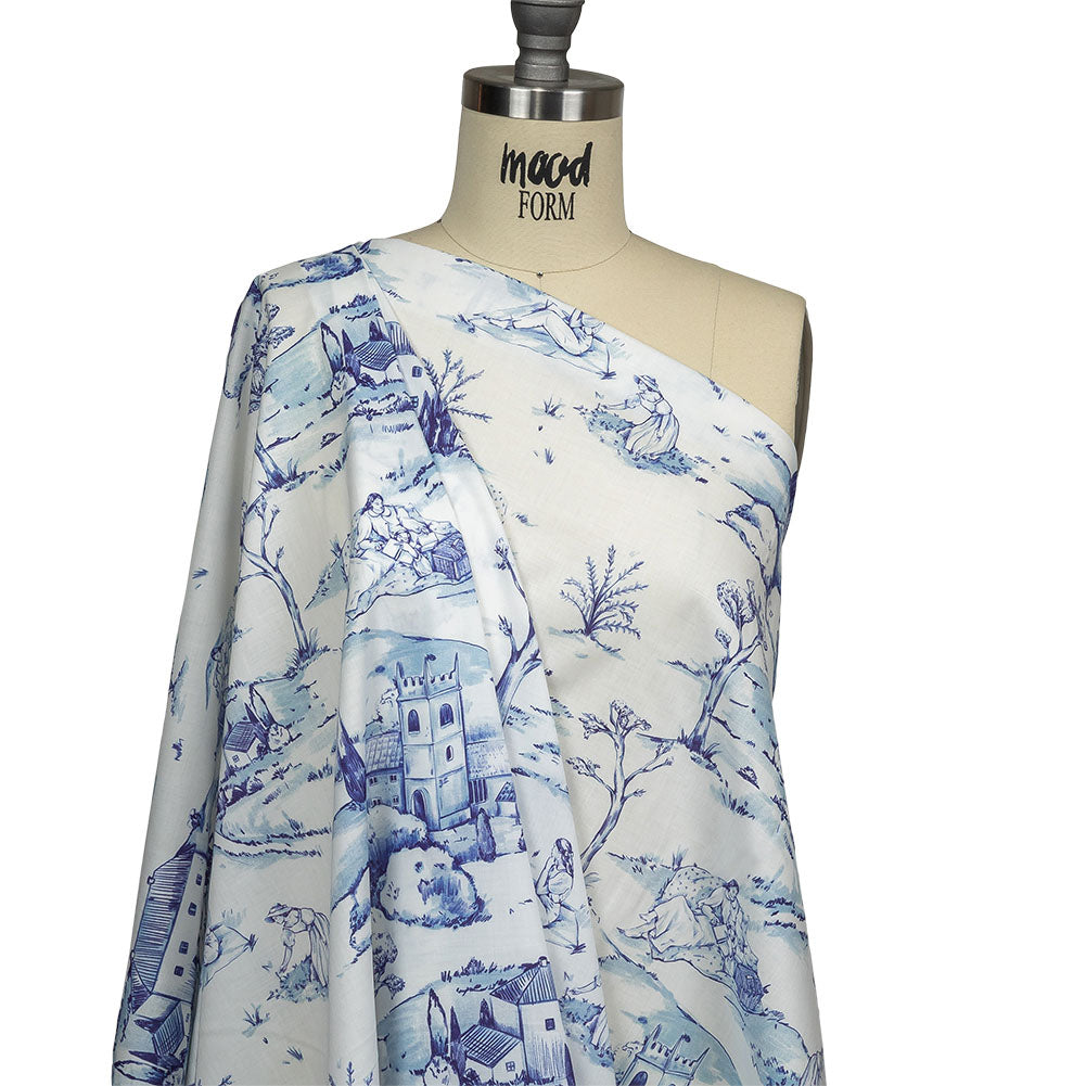 Cotton Voile - Blue and White Toile - Blue Period Print - Mood Exclusive Indigo Collection - Joann Fabrics