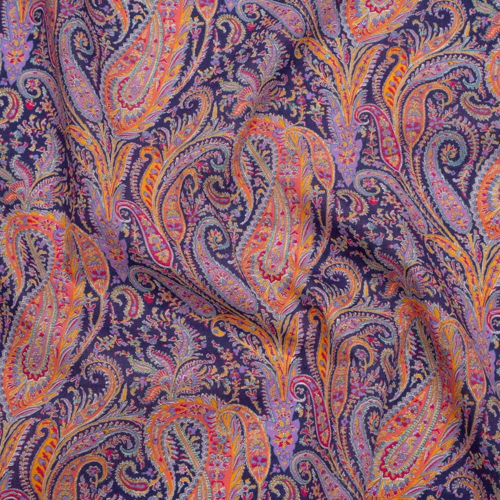 Liberty Fabrics Tana Lawn® - Felix and Isabelle Purple - Dark Purple, Pink and Orange Wild Paisley - Joann Fabrics