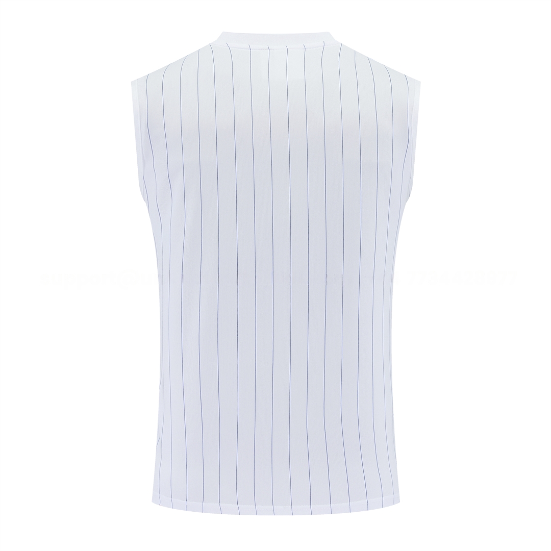 C.H.E.L.S.E.A 25-26 Retro Style Vest Training Set - White Top & Blue Stripes Pants - UnitedFutballJersey