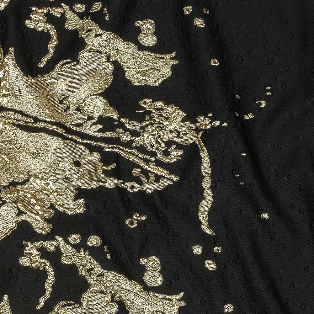 Metallic Golden Mist and Black Spotted and Splattered Luxury Brocade - Joann Fabrics
