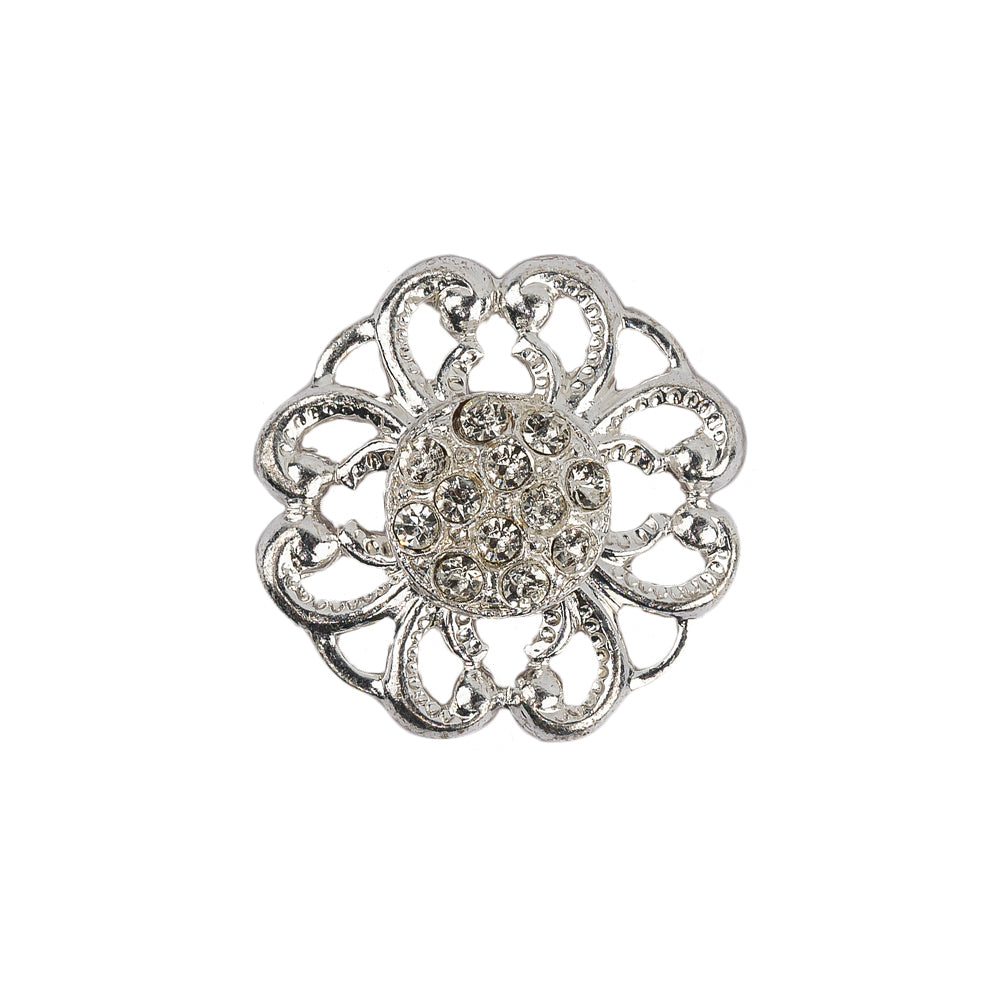 Vintage Swarovski Crystal Rhinestones and Silver Metal Open Framework Shank Button - 34L/21.5mm - Joann Fabrics