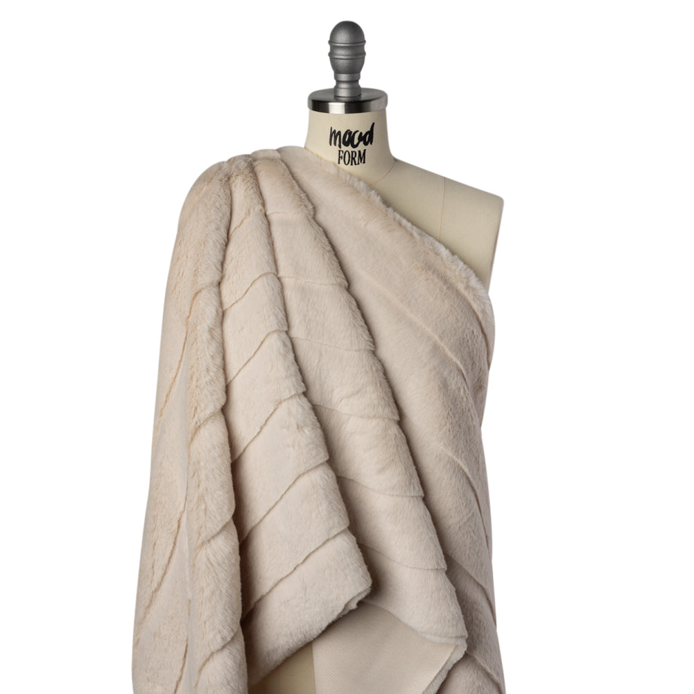 Plush Medium Pile Recycled Polyester Faux Fur with Cut Stripes - Ecru - Joann Fabrics