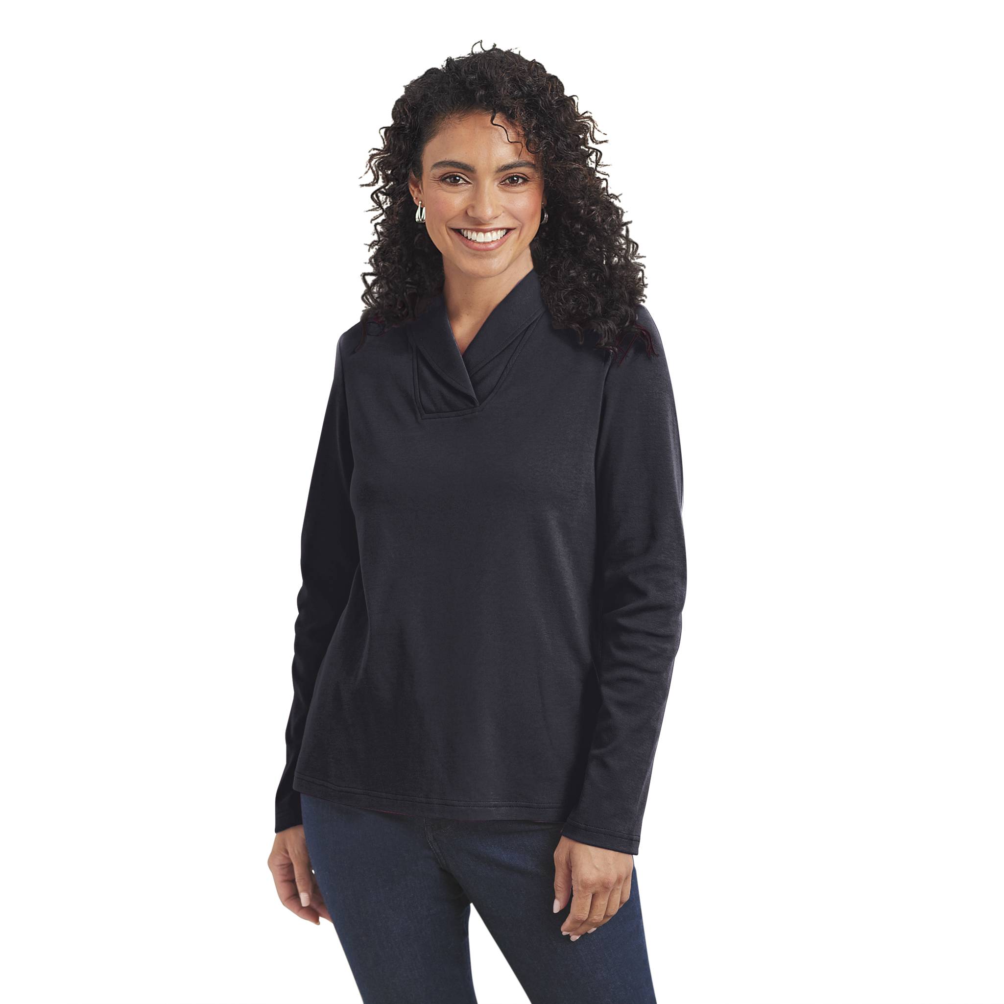 Supima Cotton Crossover Shawl-Collar Top, Luxuriously Soft - Northstyle Catalog