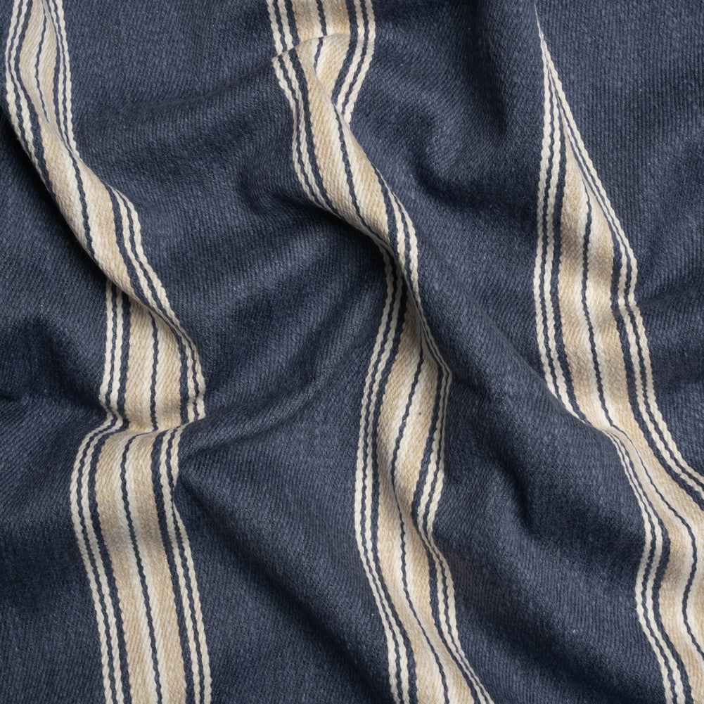 Cotton and Polyester Drapery Twill - Indigo Striped - British Imported - Joann Fabrics