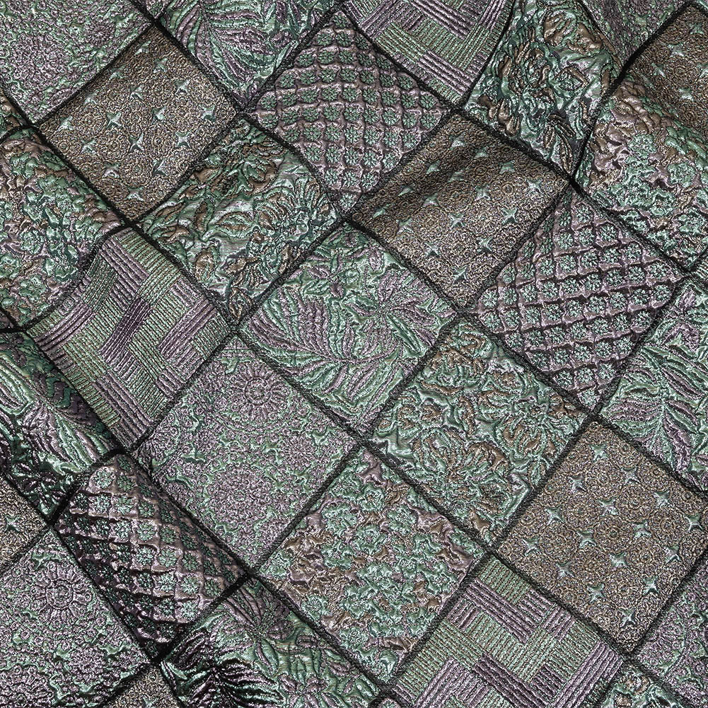 Metallic Baby Blue, Rose Gold and Lilac Patchwork Squares Luxury Brocade - Joann Fabrics