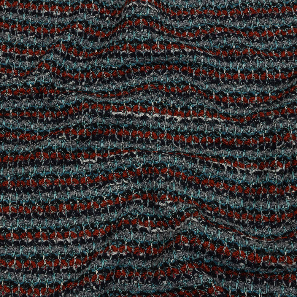 Burnt Orange, Gray and Blue Striped Chunky Wool Blend Boucle Sweater Knit - Joann Fabrics
