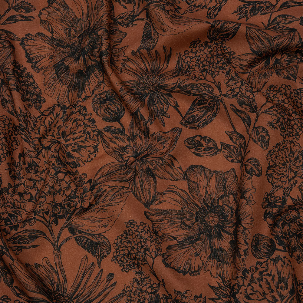 Cotton Voile - Brown and Black Floral - Ephemeral Flora Print - Mood Exclusive Serengeti Collection - Joann Fabrics