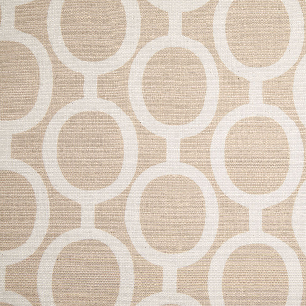 Spanish Beige/White Geometric Poly/Cotton Canvas - Joann Fabrics