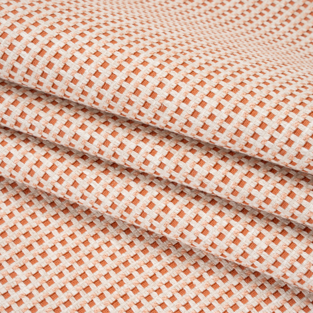Recycled Polyester and Cotton Basketweave Dobby - Tangerine Little Squares - British Imported - Joann Fabrics
