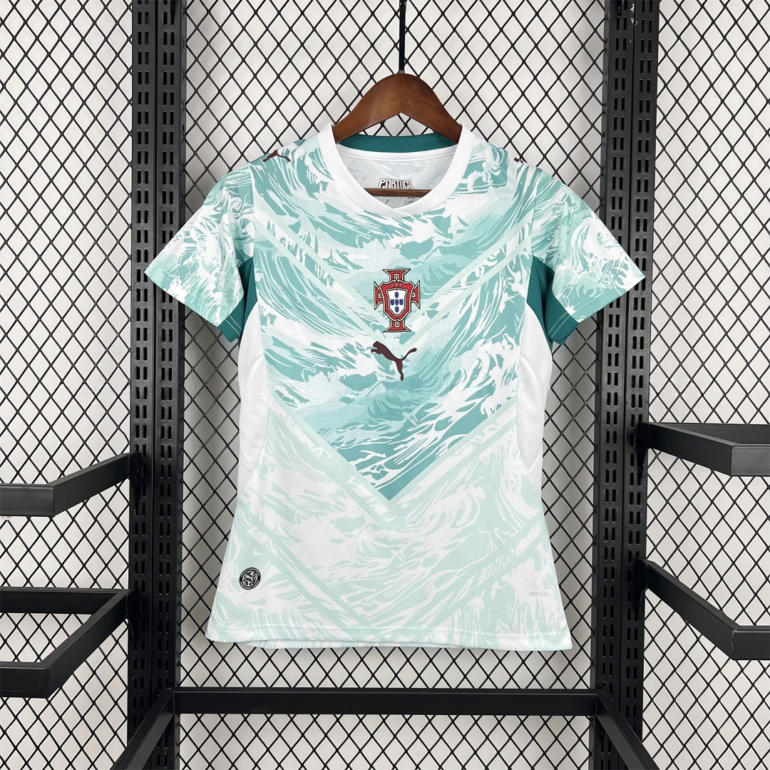 Women's Portugal 2026 Away White And Cyan Jersey - UnitedFutballJersey
