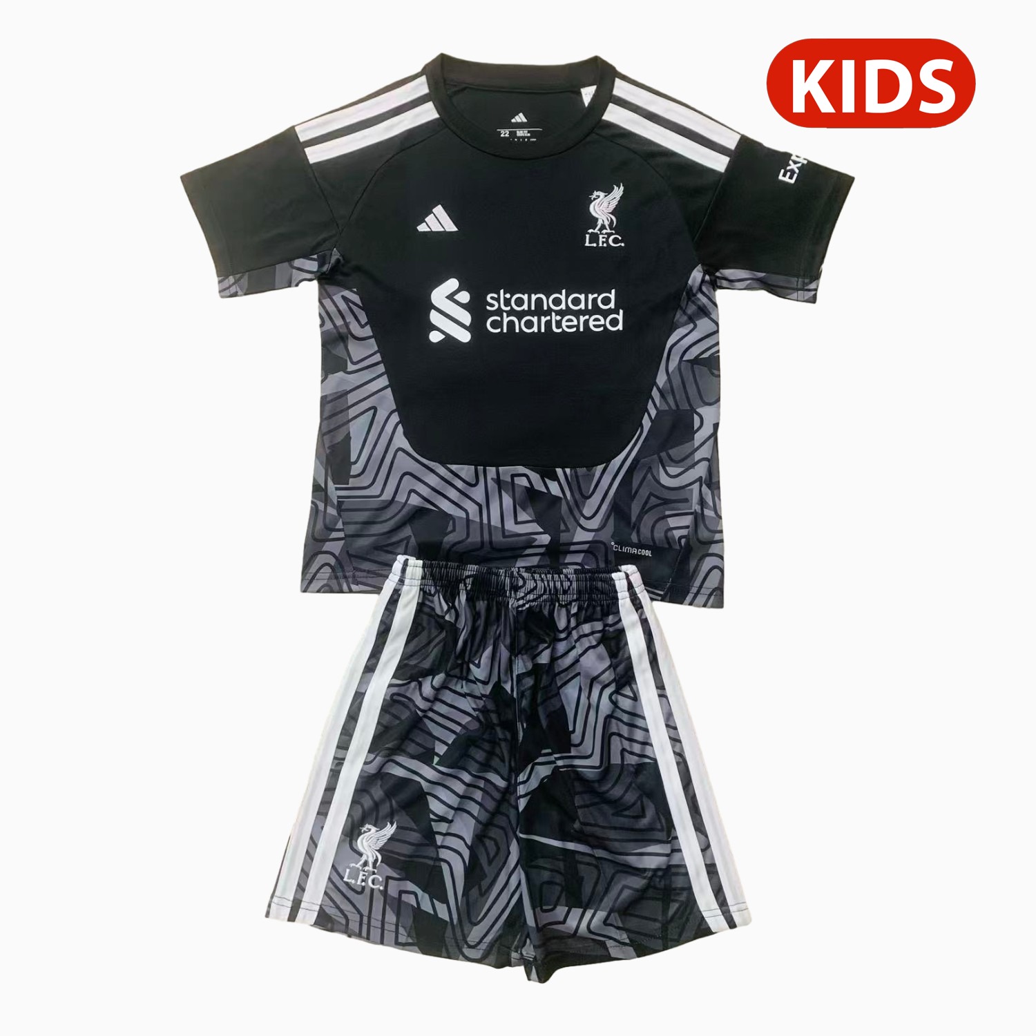 Liver.pool 26-27 Black Goalkeeper Kids Kit - UnitedFutballJersey