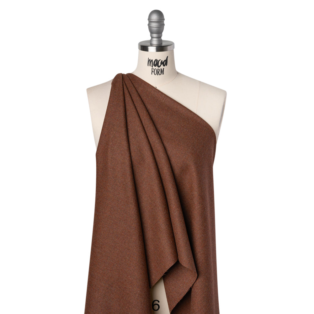 Brushed Virgin Wool Twill Made in Italy - Heathered Brick Red Brown - Joann Fabrics