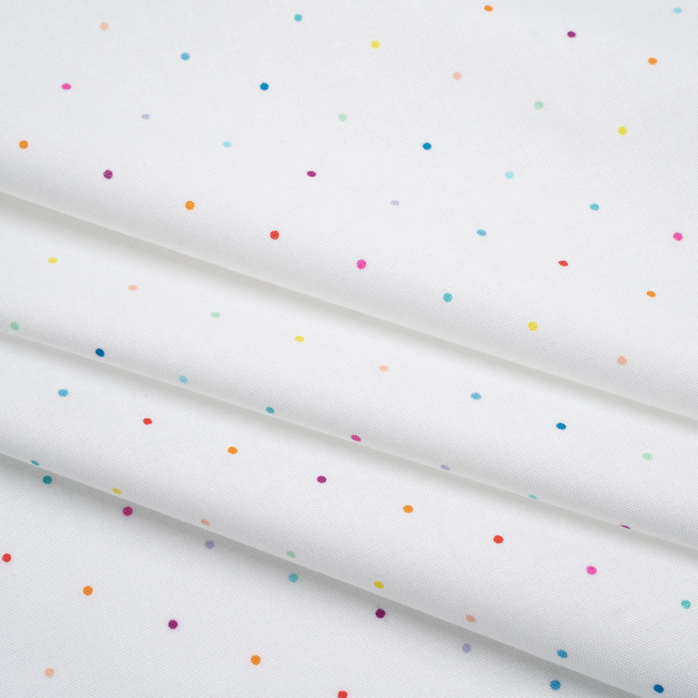 Printed Quilting Cotton by Ghazal Razavi for FIGO Studio - Rainbow and White Ditsy Dots- Dovetail Collection - Joann Fabrics