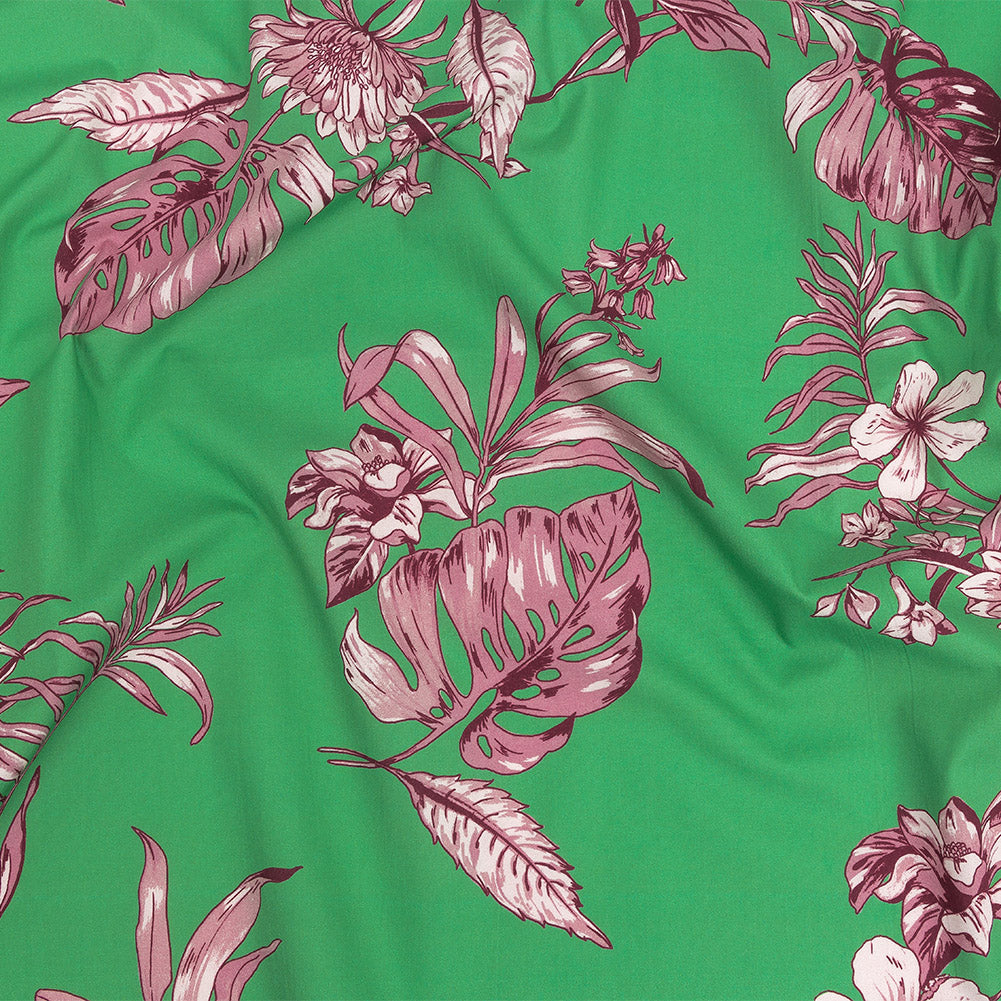 Cotton Poplin Print - Kelly Green and Purple Floral - Mood Exclusive Carefree Compliments - Joann Fabrics