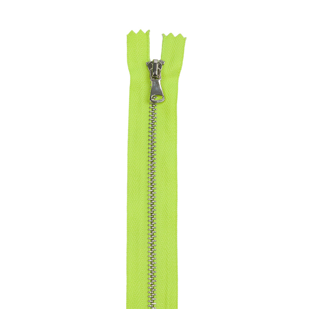 Neon Lime and Silver T3 Closed End Metal Zipper - 36