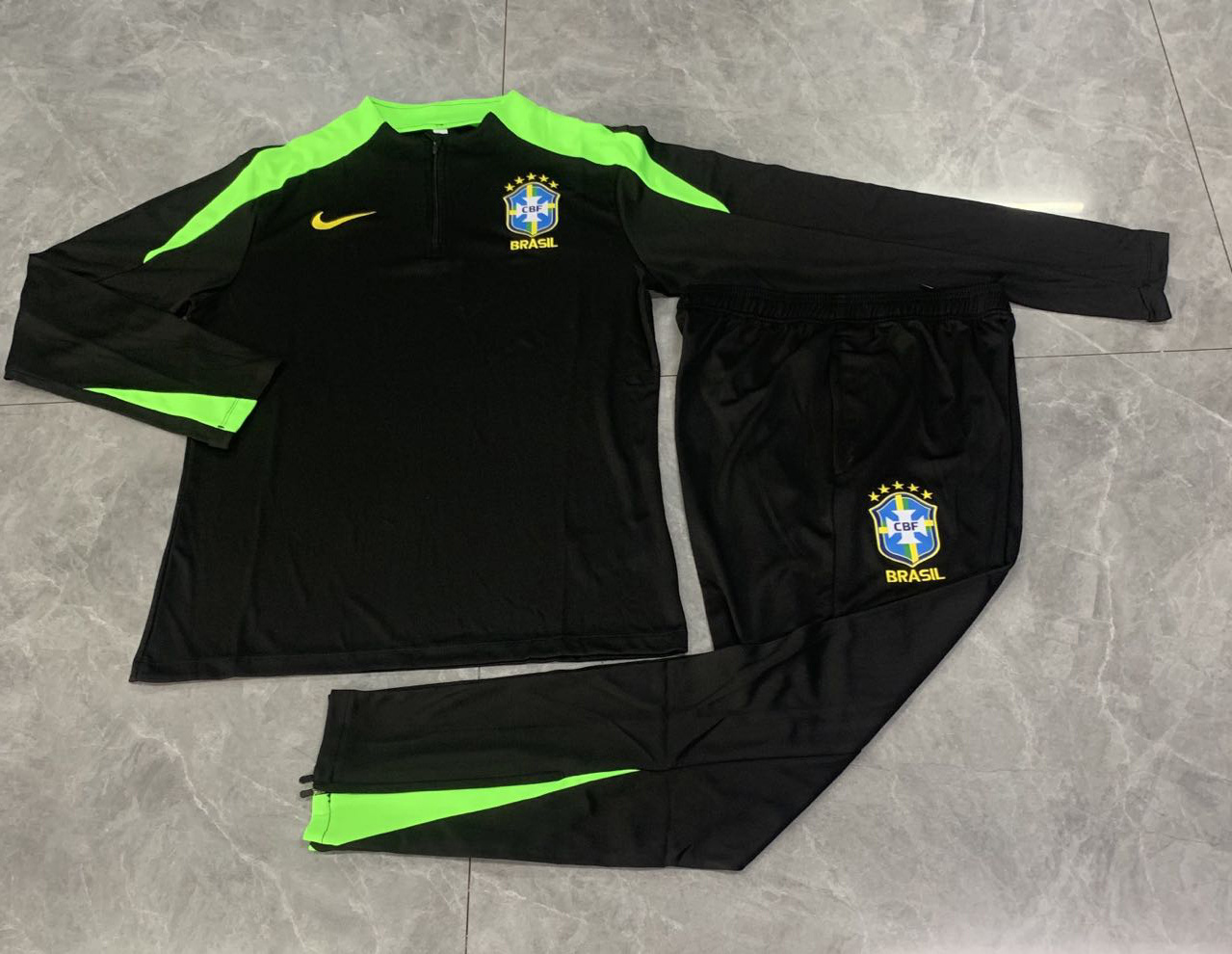 2025/2026 Brazil Half-Pull Training Suit Black Jersey Set