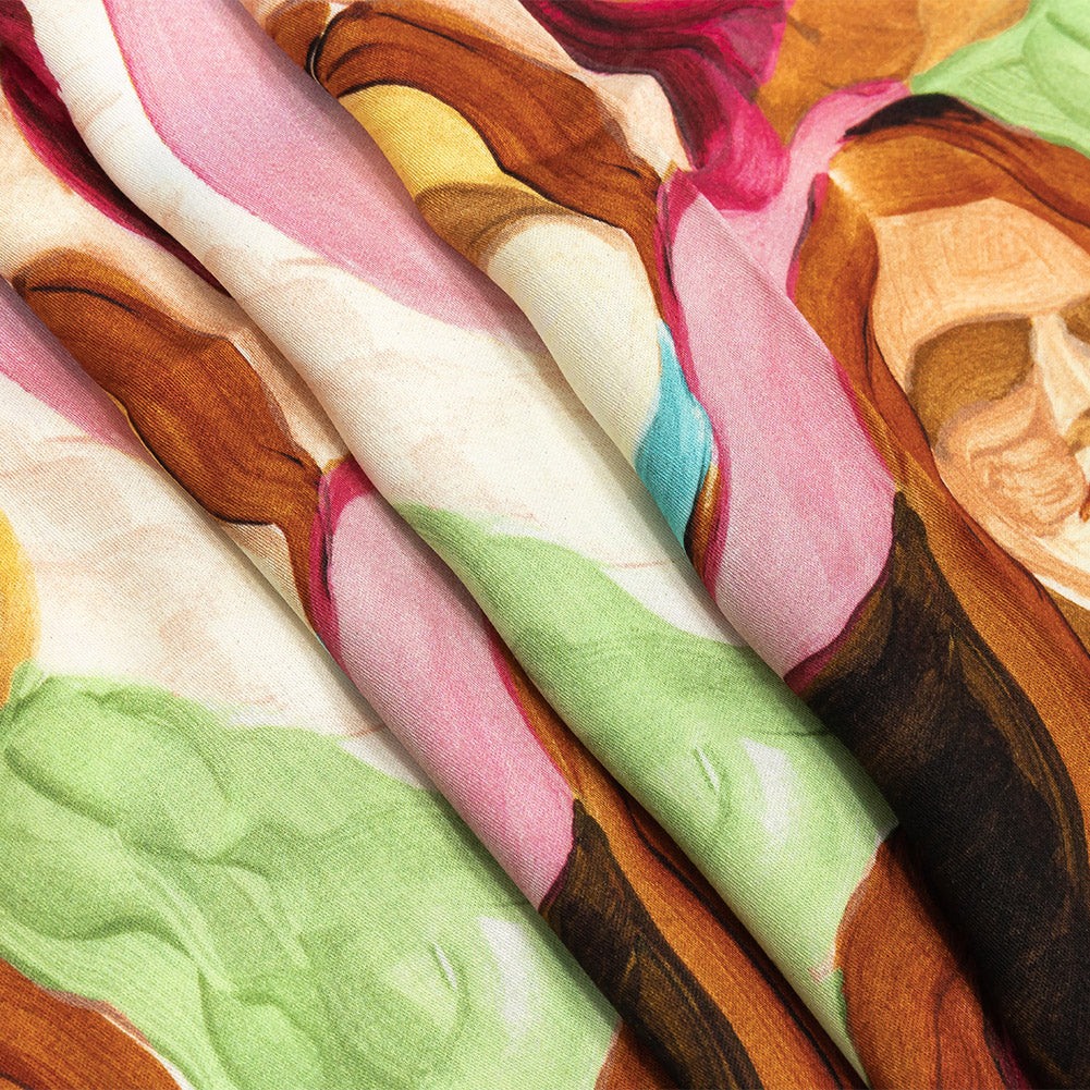 Rayon Challis - Rainbow Painterly Faces - Artemisia Print - Mood Exclusive Viso Collection - Joann Fabrics
