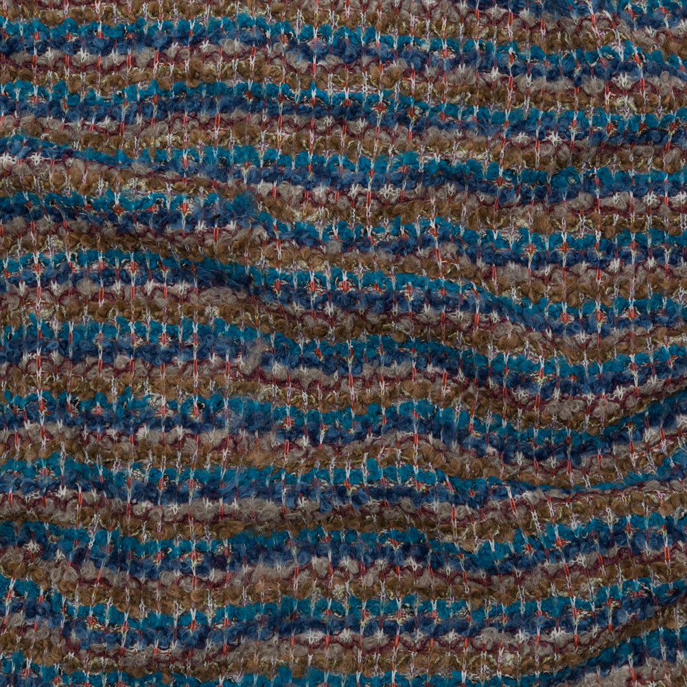 Turquoise, Golden Olive and Coral Striped Blended Wool Knit - Joann Fabrics