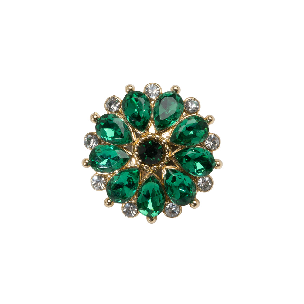 Rhinestone and Metal Shank Back Button - 32L/20mm - Green and Gold Little Daisy - Joann Fabrics